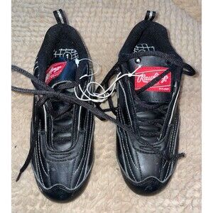 Rawlings Youth Size 1 Baseball Cleats Black Red White Molded Rubber  NEW